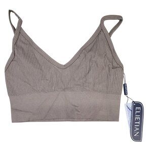 Elietian Ultra Soft Bralette Extreme Stretch Seamless Brown/Taupe Womens New